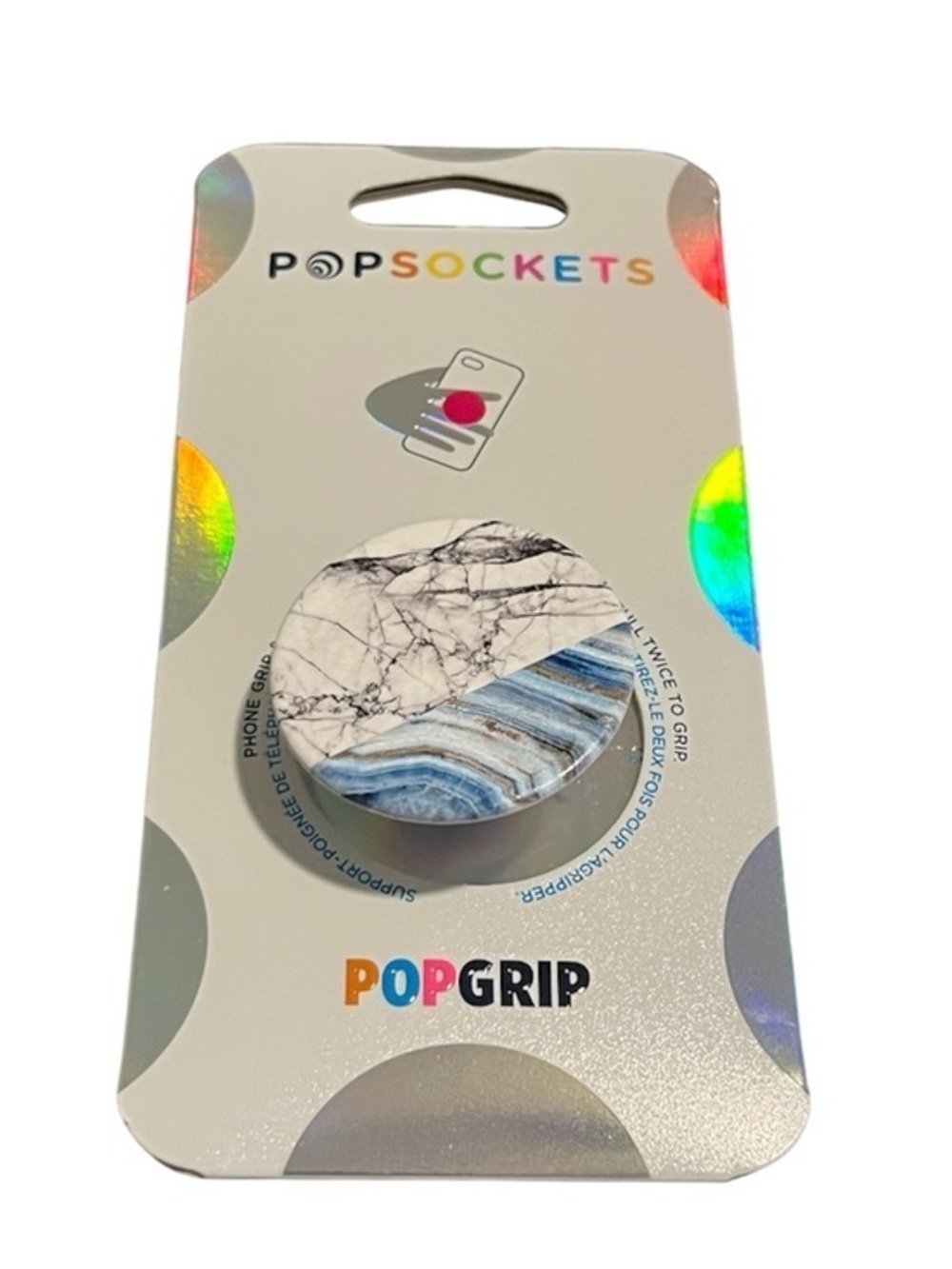 NWT PopSocket PopGrip Marble Phone Grip in White and Gray